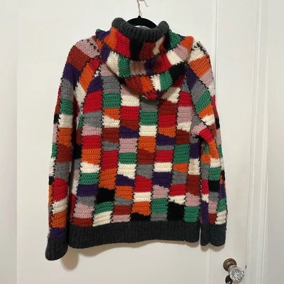 Marni wool crochet patch multicolor pullover hoodie w/ pouch - 46/ US men sm - Picture 6 of 16